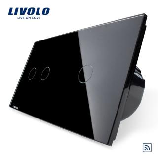 Intrerupator Dublu + Simplu Wireless cu touch Livolo din sticla