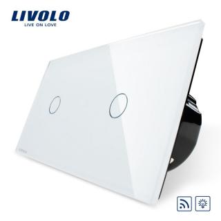 Intrerupator Simplu + Simplu Dimabil Wireless cu touch Livolo din sticla