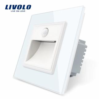 Lampa de veghe LED cu rama din sticla - Senzor miscare incorporat Alb