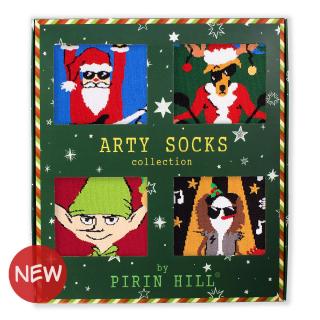 Cutie cu 4 perechi de sosete din bumbac organic Arty Socks Craciun Vesel