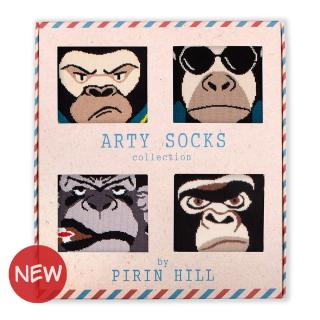 Set 4 perechi de sosete bumbac Arty Socks Maimute in cutie cadou
