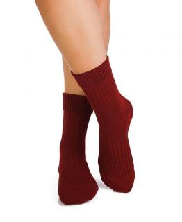 Sosete antibacteriene merino Warm Ribs Bordeaux