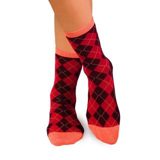 Sosete bambus COMFORT FEET Argyle Bordeaux Red