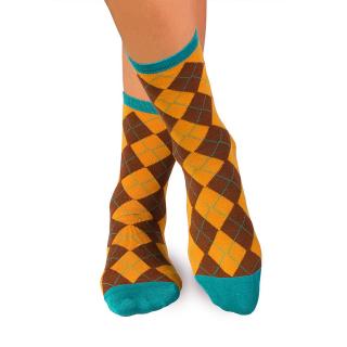 Sosete bambus COMFORT FEET Argyle Yellow Brown