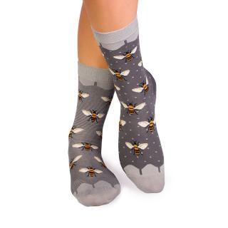 Sosete bambus FINE BAMBOO Bees - Grey