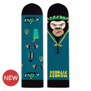 Sosete bumbac Arty Socks Maimuta Fitness Guru Turcoaz