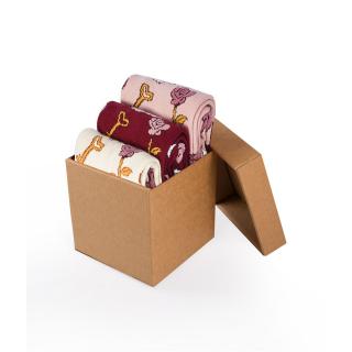 Sosete bumbac BOX 3 Colour Cotton Socks ST VALENTINE S DAY Ecru Rose Ashes Bordeaux