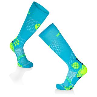 Sosete compresive pentru alergat 3 4 COMPRESSION SOCKS Turcoaz - Galben