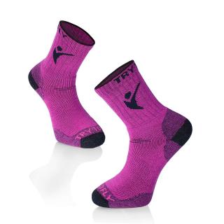 Sosete de drumetie antibacteriene din lana merino Heavy Hiking Fucsia