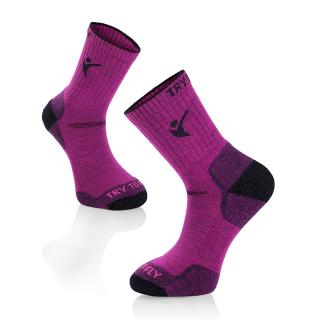 Sosete de drumetie antibacteriene lana merino Fuchsia