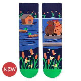 Sosete din bumbac organic Arty Socks Capybara Indragostita Albastru inchis