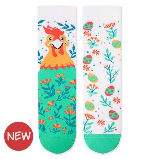 Sosete din bumbac organic Arty Socks Pui de Paste Alb