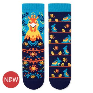 Sosete din bumbac organic Arty Socks Pui de Paste Albastru inchis