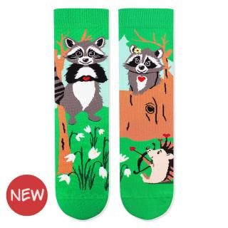 Sosete din bumbac organic Arty Socks Ratoni Indragostiti Verde