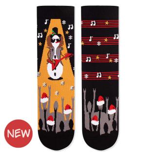 Sosete din bumbac organic de Craciun Arty Socks Om de Zapada Rocker Negru