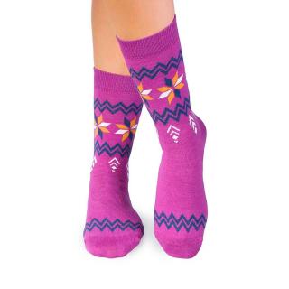 sosete din Lana cu Fulgi de Zapada Fucsia
