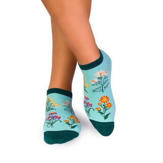 Sosete scurte bumbac, model floral, Menta