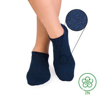 Sosete scurte din in si bumbac LINEN SNEAKER SOCKS Albastru inchis