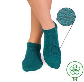 Sosete scurte din in si bumbac LINEN SNEAKER SOCKS Albastru petrol