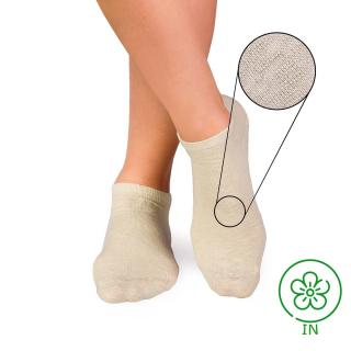 Sosete scurte din in si bumbac LINEN SNEAKER SOCKS Ecru