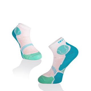 Sosete scurte pentru tenis Fusion White Turquoise