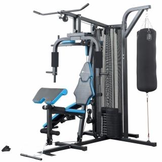Aparat multifunctional FitTronic   Atletic 480, 45 kg incluse, greutate maxima utilizator 120 kg, banca cu gantere, sac de box, aparat tractiuni, suport biceps, bara tractiuni