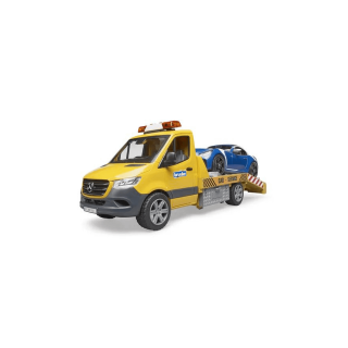 Jucarie - Autoplatforma MB Sprinter cu masina Roadster si modul de sunet si lumini, 02675 Bruder