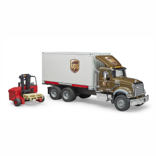 Jucarie - Camion curierat UPS Mack Granite cu stivuitor 02828 Bruder