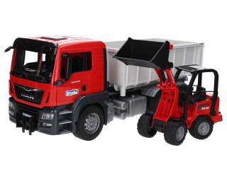 Jucarie - Camion MAN TGS cu container Abroll 03767 si incarcator Schaeff 2630 Bruder