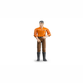 Jucarie - Figurina barbat cu camasa portocalie si blugi maro 60007 Bruder