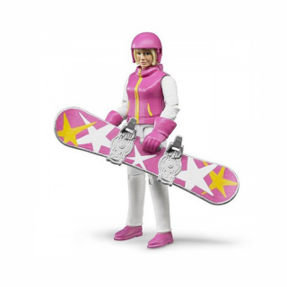 Jucarie - Figurina femeie snowboarder cu accesorii 60420 Bruder