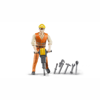 Jucarie - Figurina muncitor constructor cu accesorii 60020 Bruder