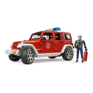 Jucarie - Masina de pompieri Jeep Wrangler Rubicon cu accesorii 02528 Bruder