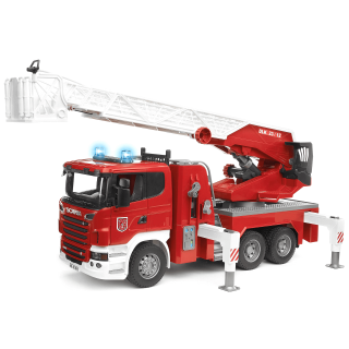 Jucarie - Masina de pompieri Scania seria R cu pompa de apa, scararotativa, modul de sunet si lumini 03590 Bruder