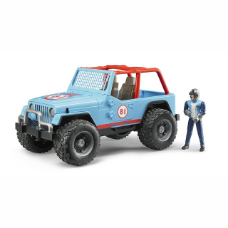 Jucarie - Masina de teren Jeep Cross Country Racer albastra cu sofer de curse 02541 Bruder