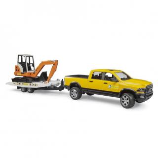 Jucarie - Masina de teren RAM Rental Service cu Remorca si Mini Excavator - Bruder 02546