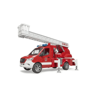 Jucarie - Masina pompieri MB Sprinter cu scara, pompa apa si modul de sunet si lumini 02673 Bruder