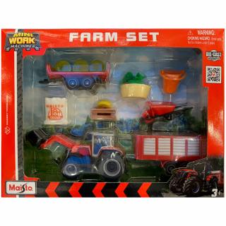 Jucarie - Set de jucarie de mini-tractoare si utiliaje agricole Massey Ferguson MA12564M Maisto