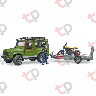 Jucarie - Set Masina de teren Land Rover cu Remorca, motocicleta Ducati si Figurina - 2020 02589 Bruder