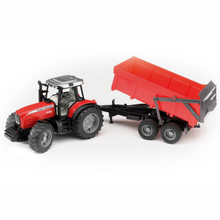 Jucarie - Tractor Massey Ferguson 7480 cu Remorca basculabila 02045 Bruder