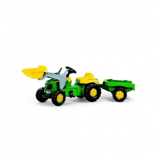 Tractor cu pedale John Deere cu incarcator frontal si remorca