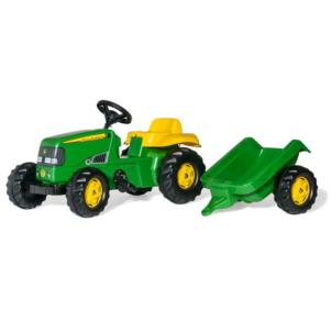 Tractor cu pedale Rolly Toys rollyKid John Deere cu remorca