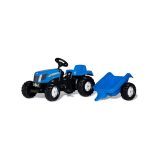 Tractor cu pedale Rolly Toys rollyKid New Holland T7040 cu remorca