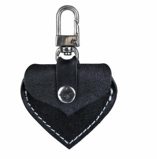(-10%) Adresier Pentru Zgarda, Forma Inima, Piele, 5.5x5 cm, Negru, 19721t