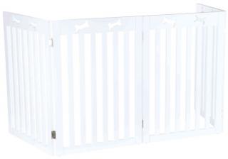 Bariera Pentru Caini, 4 Elemente, MDF, 60-160x75 cm, Alb, 39457t