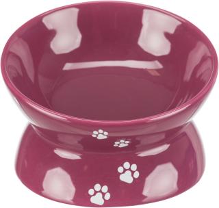 Castron Ceramic Pentru Pisici, Ridicat, Forma Ergonomica, 0.15 l 13cm, Bordo, 24797
