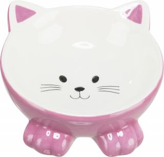 Castron Ceramic Pentru Pisici, Ridicat, Forma Ergonomica, 0.15 l 14 cm, Diferite Culori, 24807