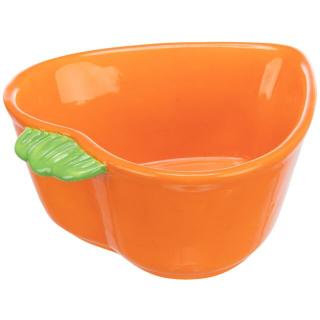 Castron Ceramic Pentru Rozatoare, Forma Morcov, 180 ml   12x11 cm, Portocaliu, 60756