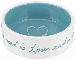 Castron Ceramic, Pet s Home, 0.8 l  16 cm, Crem Albastru Petrol, 25051