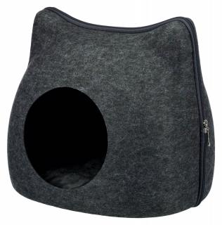 Cos Soft Cu Fermoar, Forma Cap Pisica, 38x35x37 cm, Antracit, 36318t